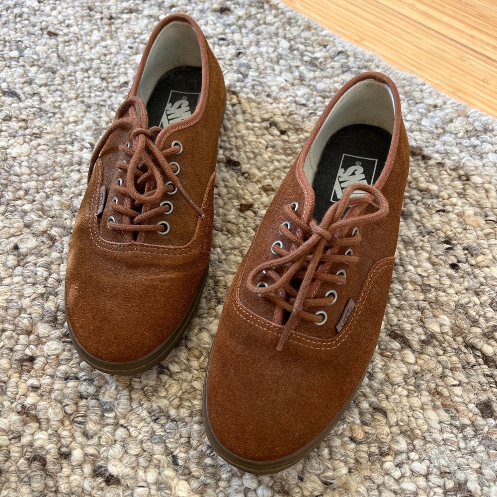 Brown Leather/Suede Vans Shoes - Worn Once!